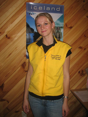 Carla in one of our Pack & Pedal vests