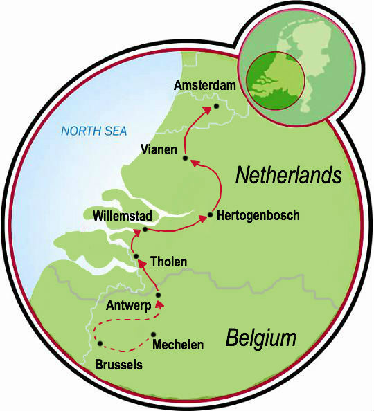 Amsterdam Brussels Belgium Map