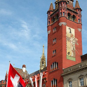 Rathaus Tower in Basel. Photo via Wikimedia Commons:Kuty