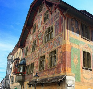 Schaffhausen with its beautiful buildings - photo via Flickr:dmytrok