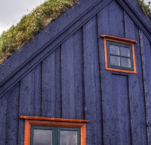 Here is a turf church - an example of traditional Icelandic turf building. Photo via Flickr:molechaser