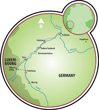 Merzig to Koblenz Map