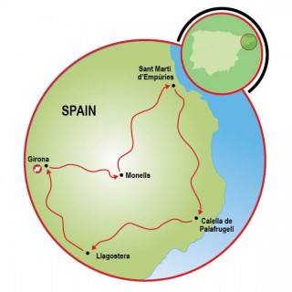 Girona Countryside Road Bike Tour Map