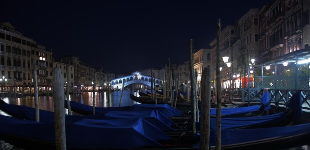 Venice's famous gondolas and Rialto Bridge. Photo by Patrick Hickey.