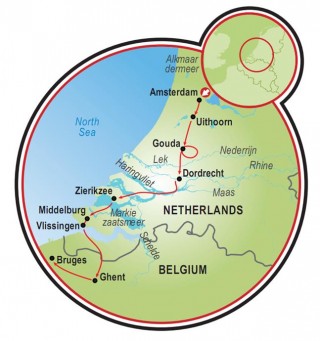 Amsterdam to Bruges Relax Tour Map