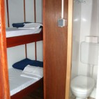 Each cabin is furnished with a private shower and toilet.
