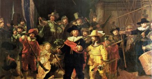 The famous "The Night Watch" by Rembrandt in the Rijksmuseum in Amsterdam