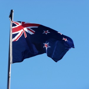 New Zealand flag. Photo via Flickr:Mafue